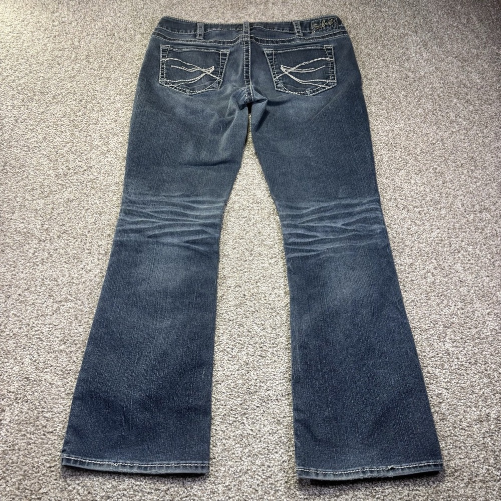 Silver Jeans Co Aiko Bootcut Jeans Womens 31 Blue Embroidered Rhinestone Denim